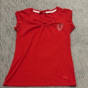 Red Scarlet Tee with Ferarri Emblem